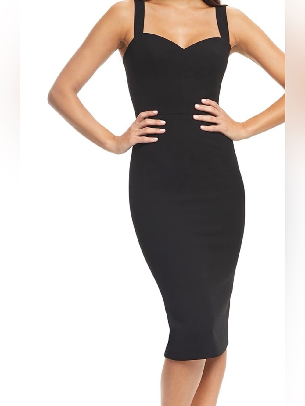 Dress the Population Black Midi Sheath Dress with Square Straps